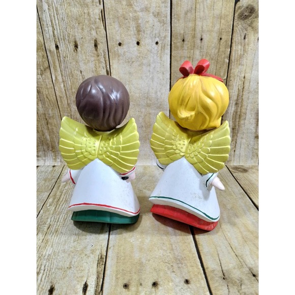Vtg Christmas Ceramic Angels Set of 2 Holiday Decoration (lr) - Picture 4 of 5